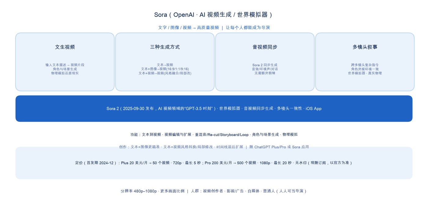 Sora 核心功能、Sora 2 与订阅