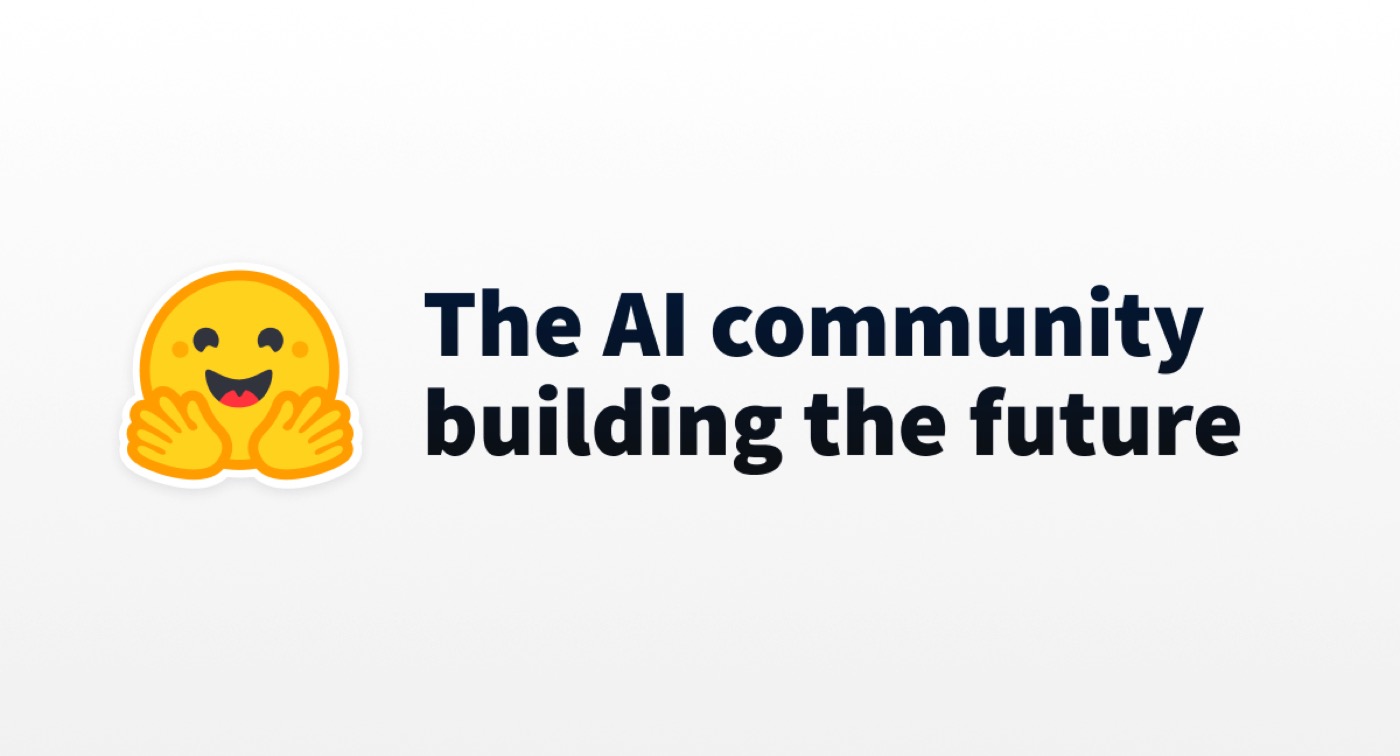 图:Hugging Face 官方横幅(黄色 🤗 吉祥物) Hugging Face 官方横幅:黄色 🤗 吉祥物与「The AI community building the future」