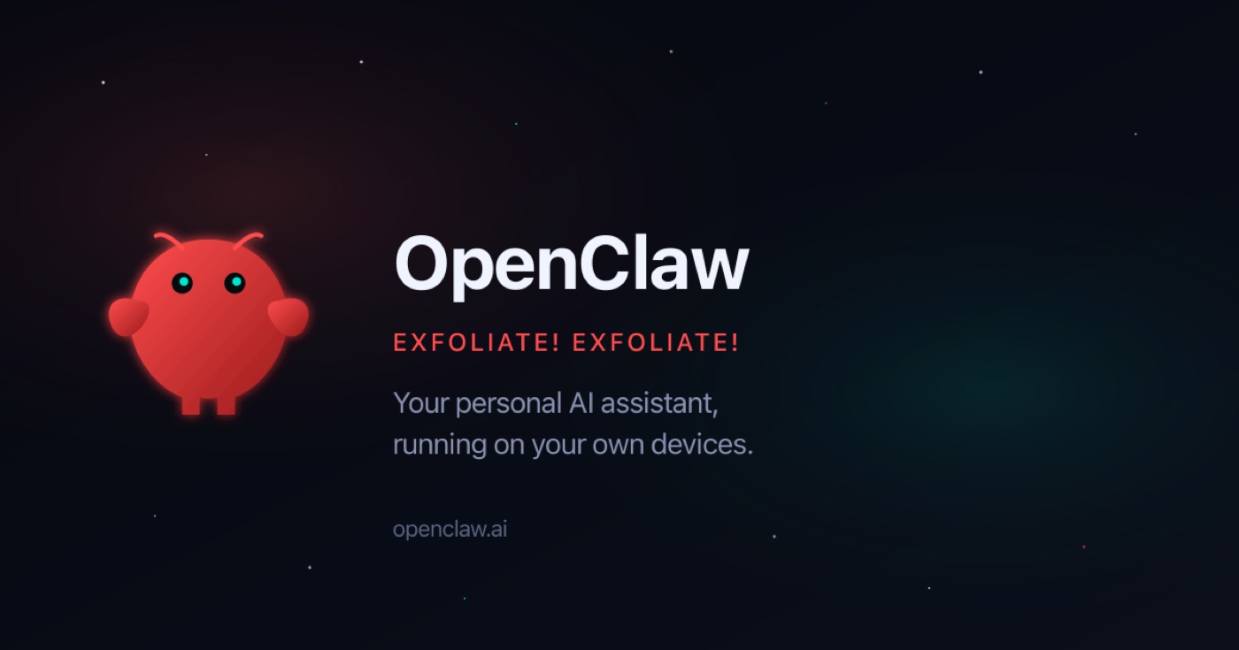 OpenClaw 官方品牌横幅：Your personal AI assistant, running on your own devices